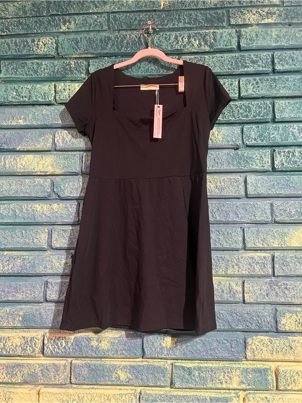 Quinsen tennis Classic Black Square Neck Mini Dress NWT XL